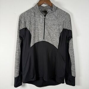 Reebok 1/4 Zip Pullover Gray Women's Large Stretch Athletic Casual